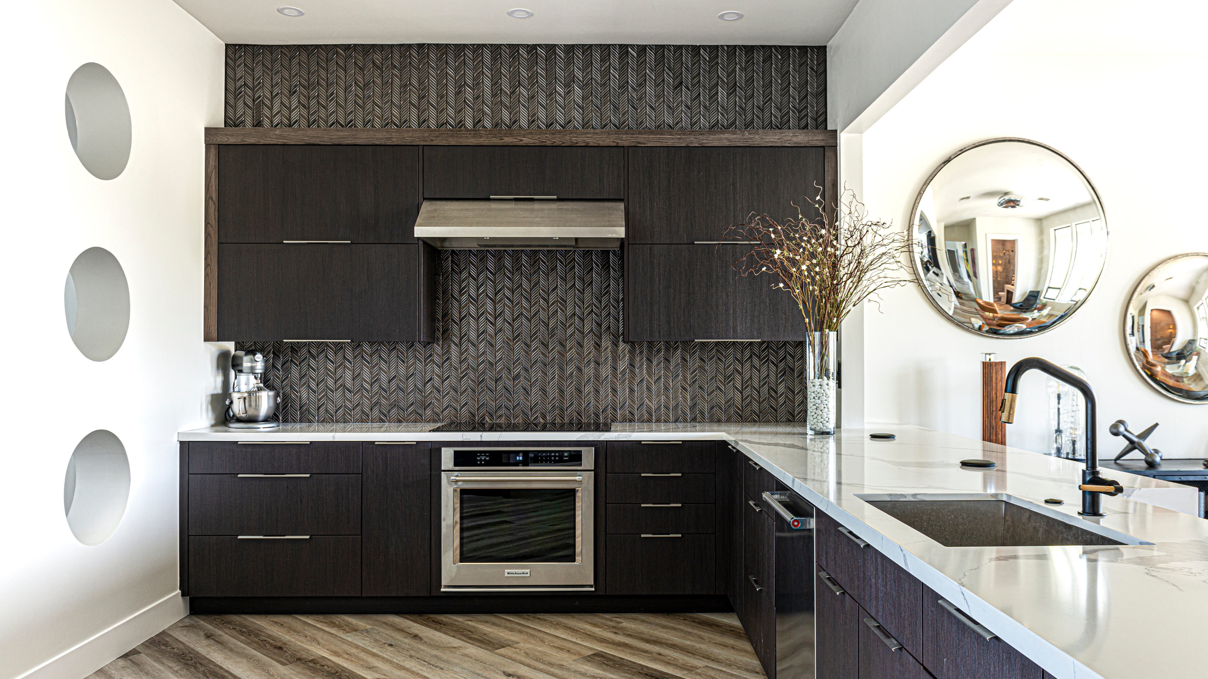 Diamond Black kitchen with white countertops