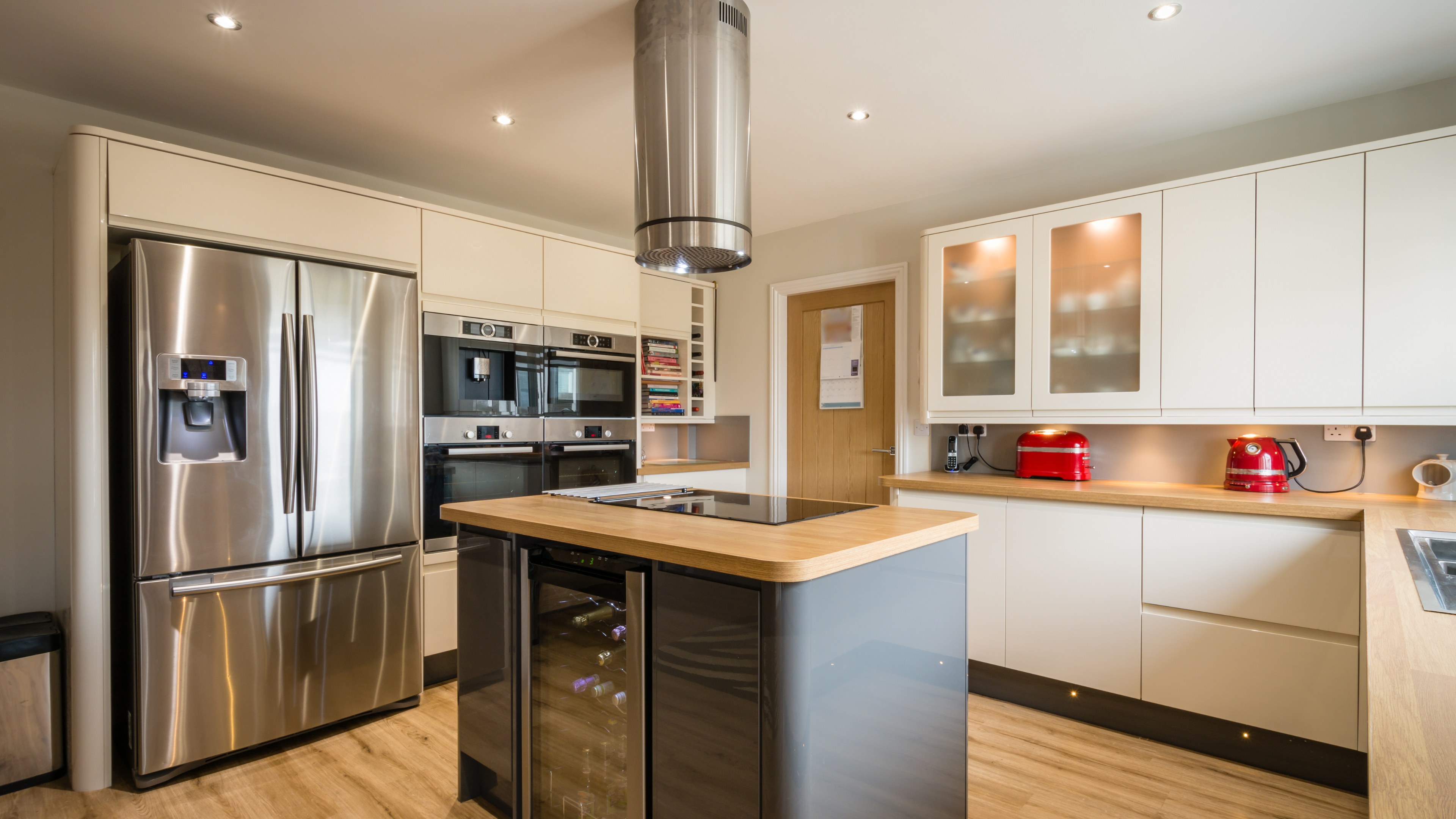 A vibrant kitchen scene featuring colorful ingredients and utensils arranged neatly on a countertop