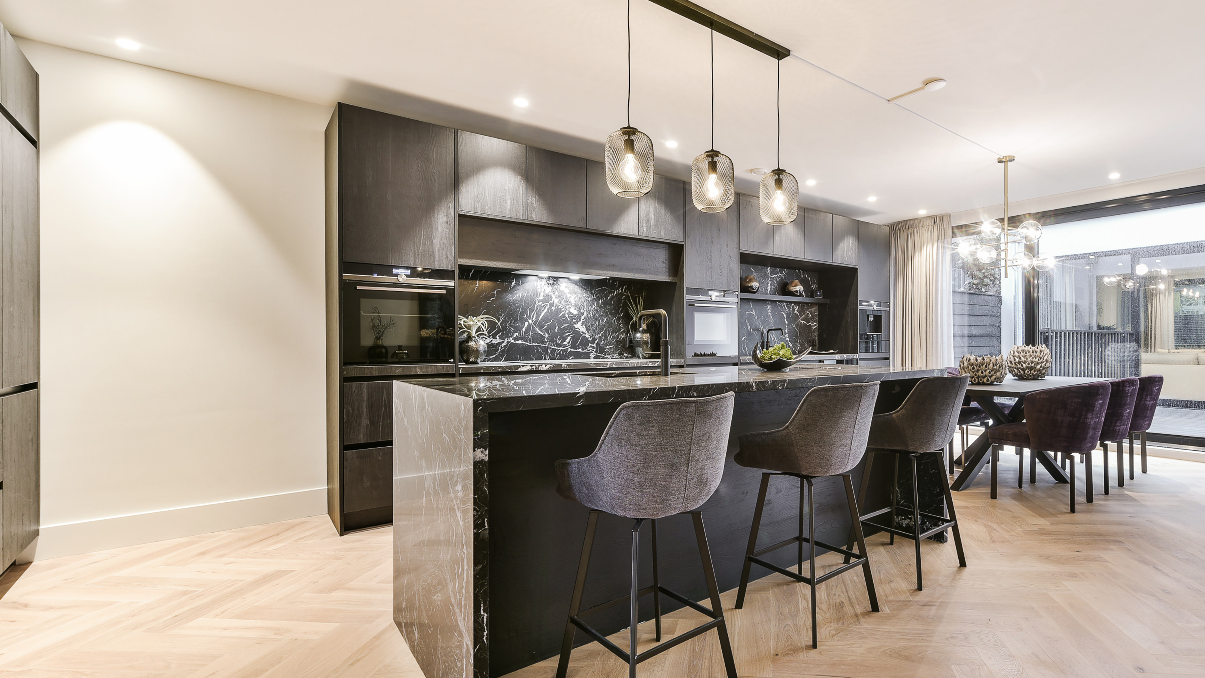 A well-organized kitchen workspace showcasing an array of fresh produce and kitchen tools, creating an inviting atmosphere.